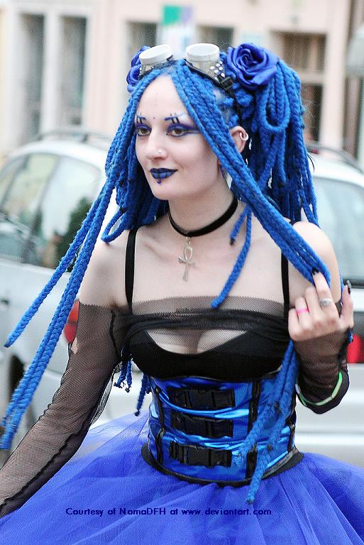 Gothic-haircuts with crazy blue hair